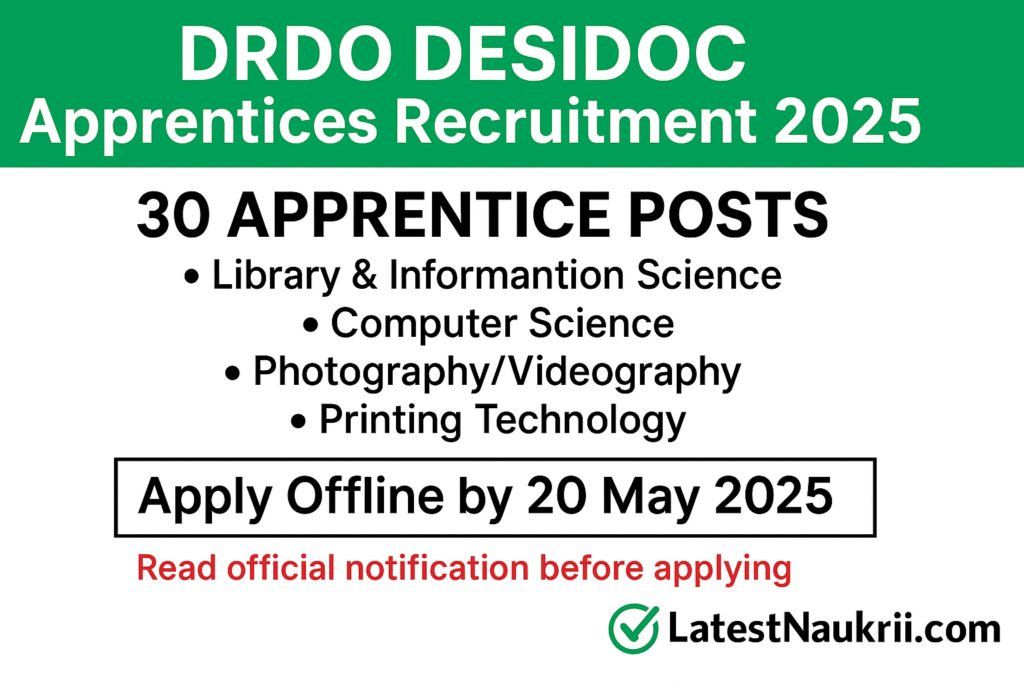 DRDO DESIDOC Apprentices Recruitment 2025